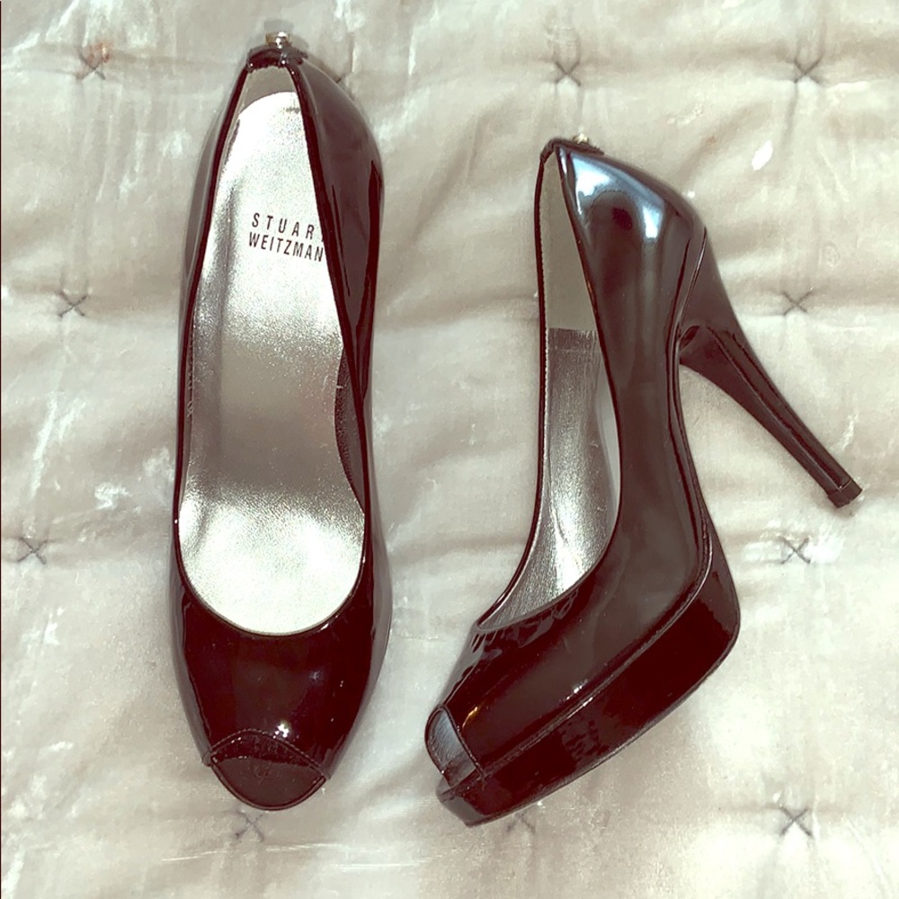 STUART WEITZMAN PEEP TOE STILETTO PUMP 38